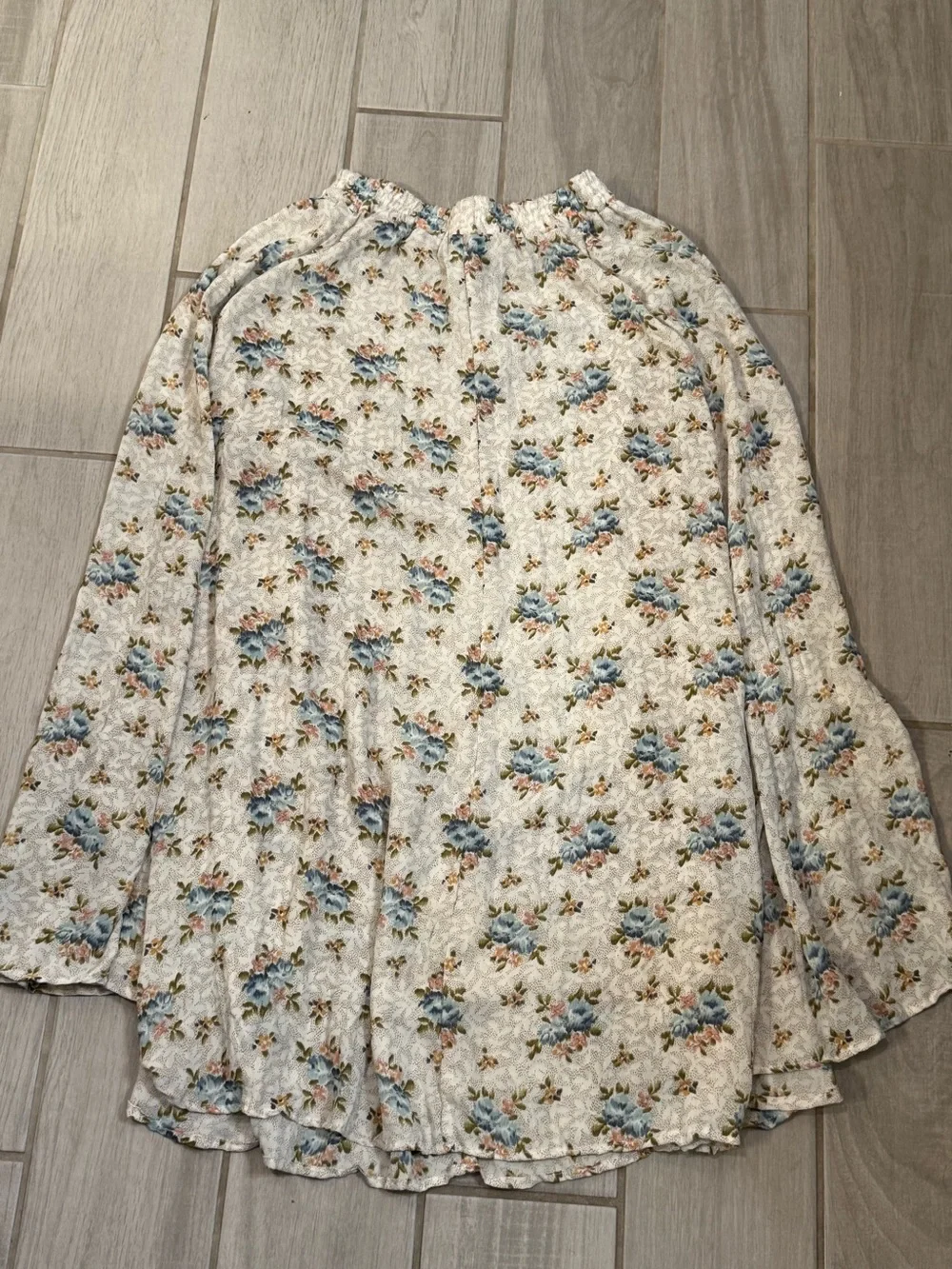 Vintage 1990 Cream Floral Maxi Skirt for Women - Boho Gathered Waist